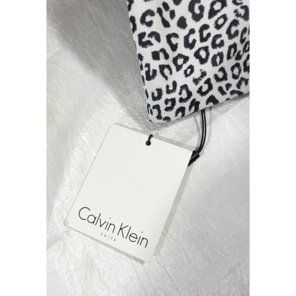 Calvin Klein Open Front Crop Suit Blazer Jacket - Black/White Leopard - Size 6 - Picture 2 of 7